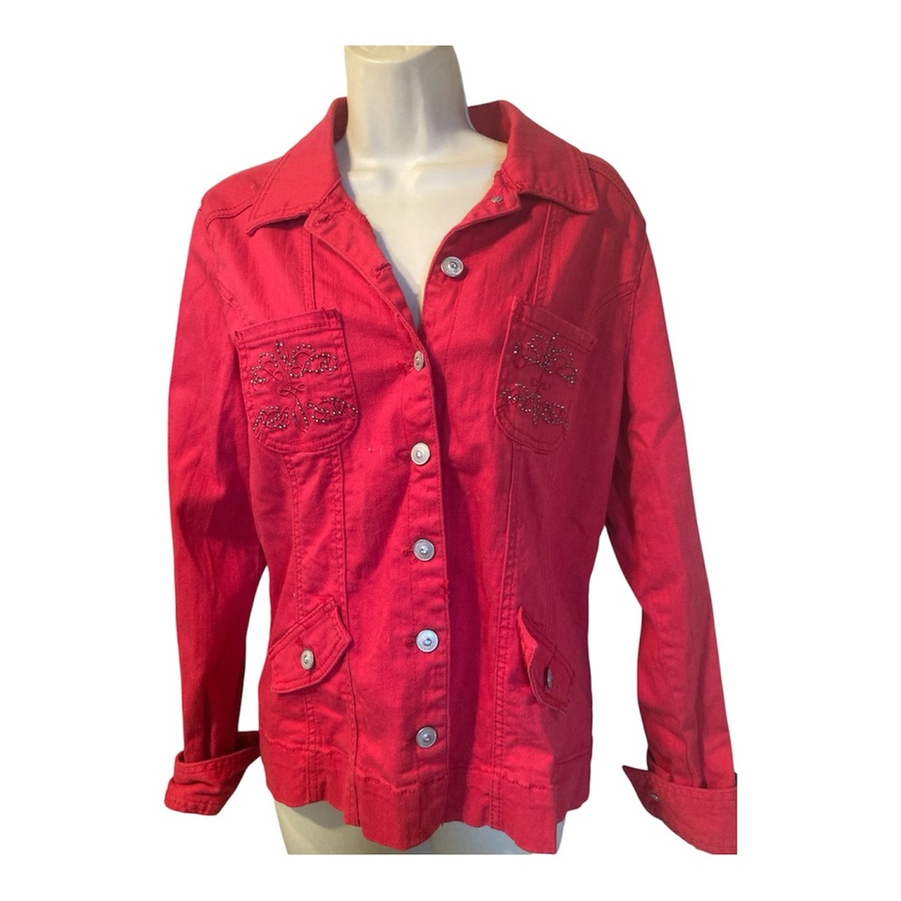 Chic Red Denim Jacket for Women